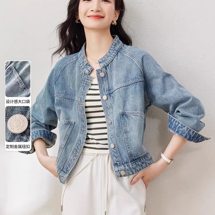 Women's 2026 retro autumn-winter demiseason jacket, stand collar, long sleeve, petite