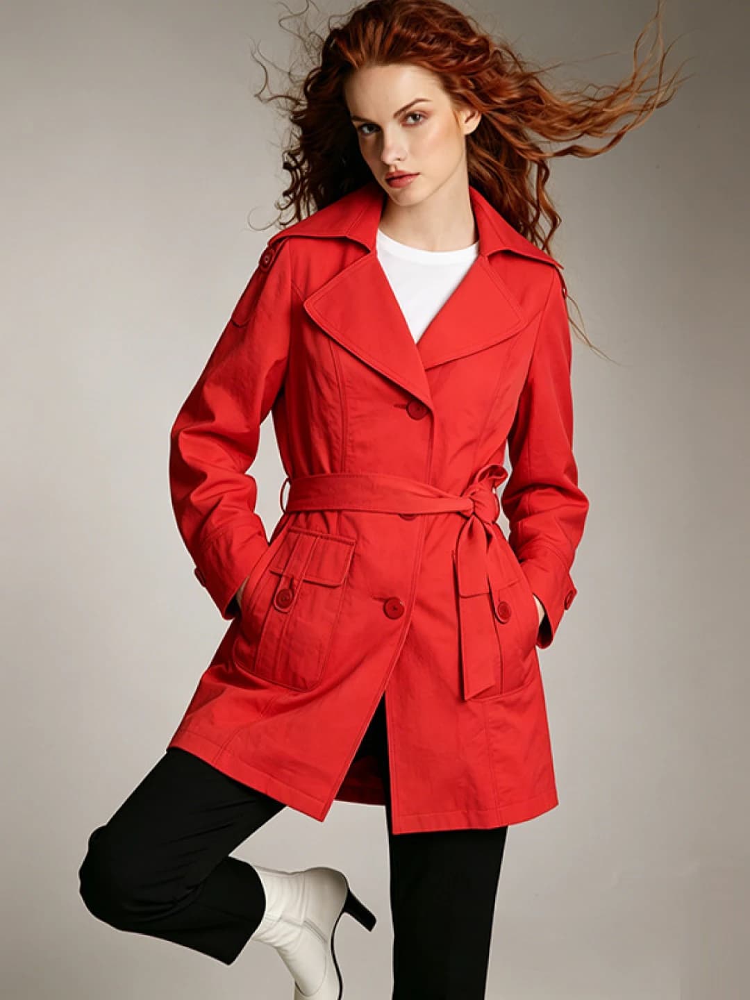 Korean mid-length women’s trench trench with cinched waist, 2026 autumn-winter, loose European-American style with button front