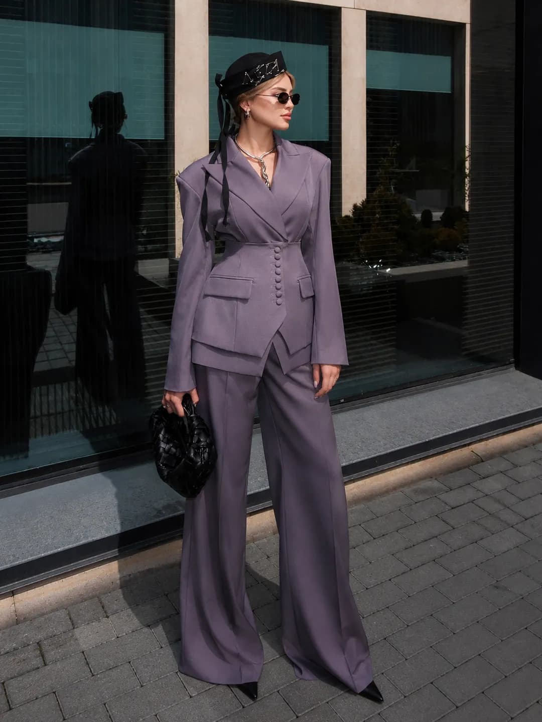Autumn fashion v-neck women's suit blazer in European American style
