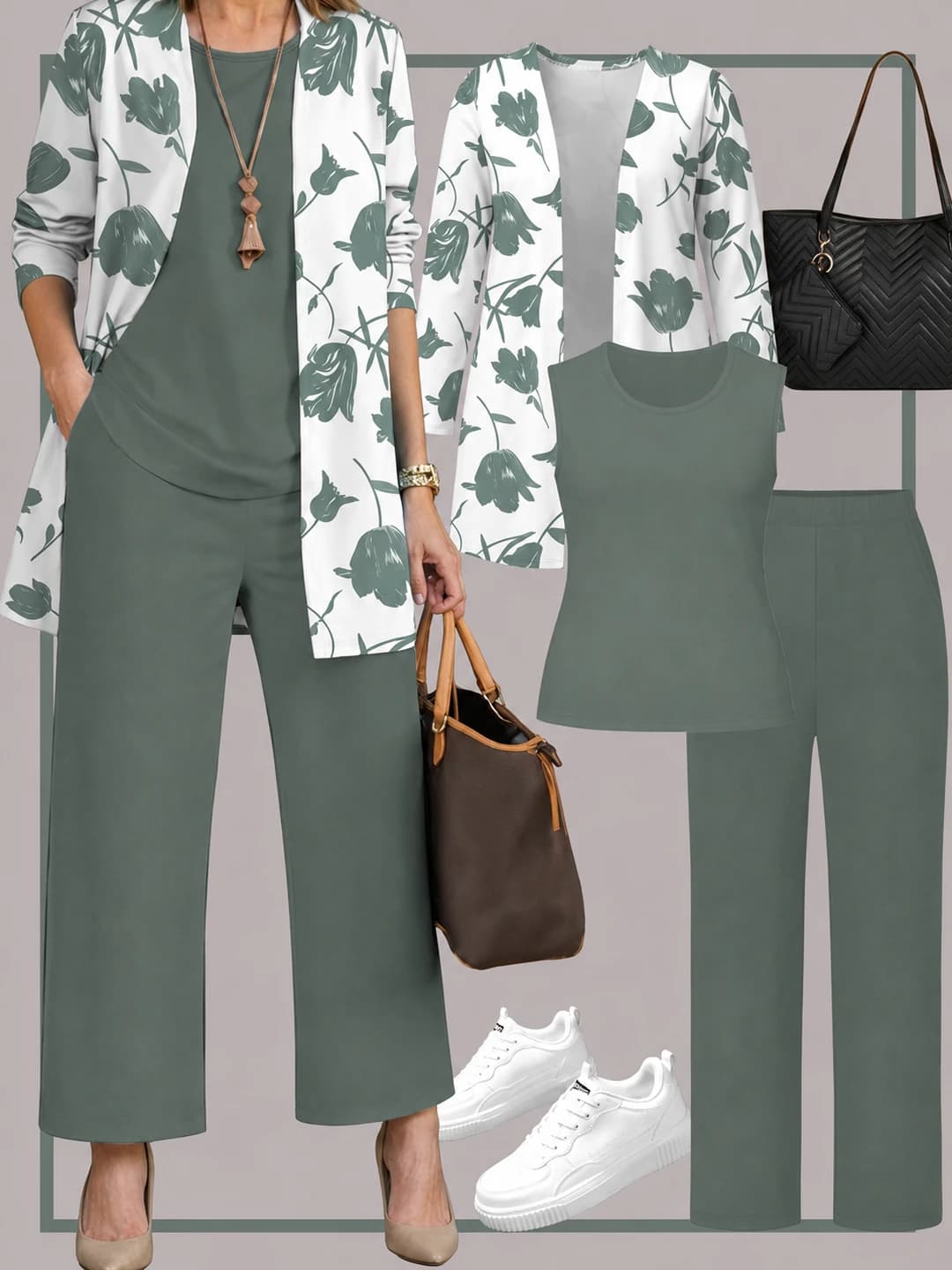 2026 casual 3-piece set with top, tank and long pants, trendy sporty look for europe  and US