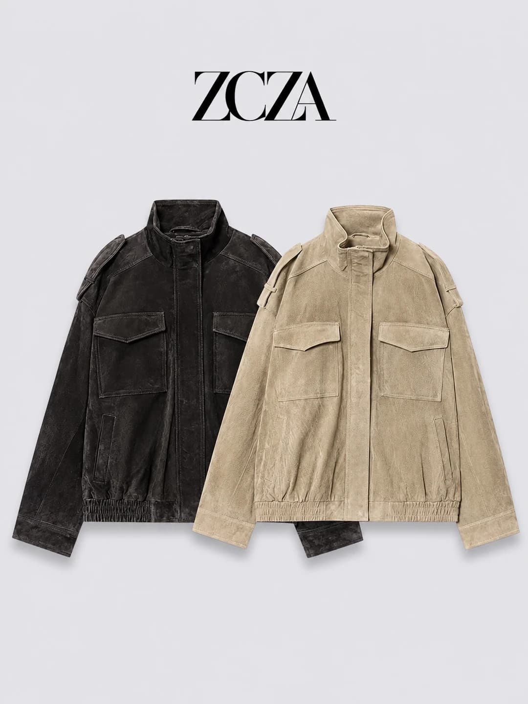 Women's stylish versatile suede-textured leather jacket for everyday comfort