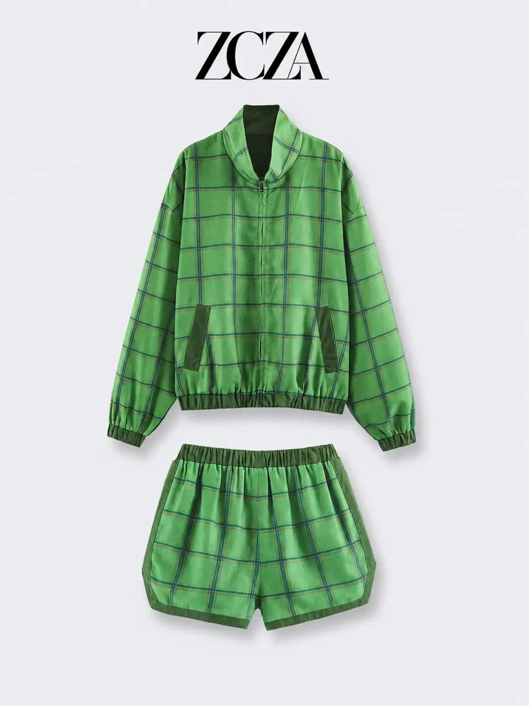 Ayollar uchun moda ko'p qirrali katakli jaket to'plami