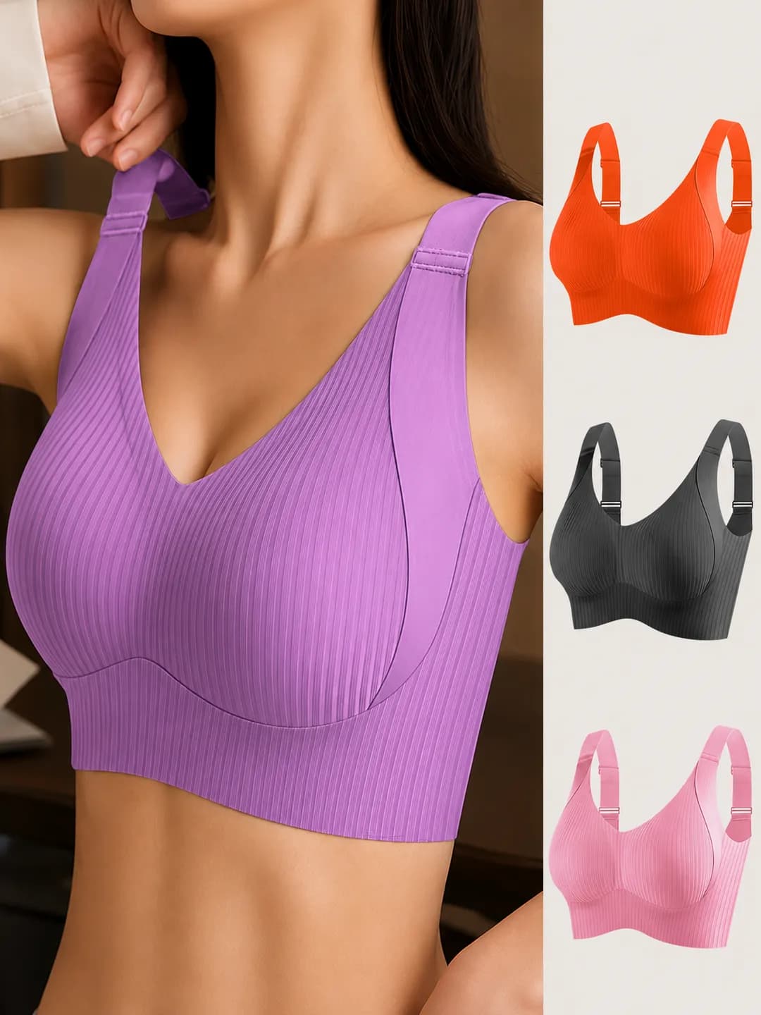 European size 4-piece seamless plus-size push-up bra set for full bust