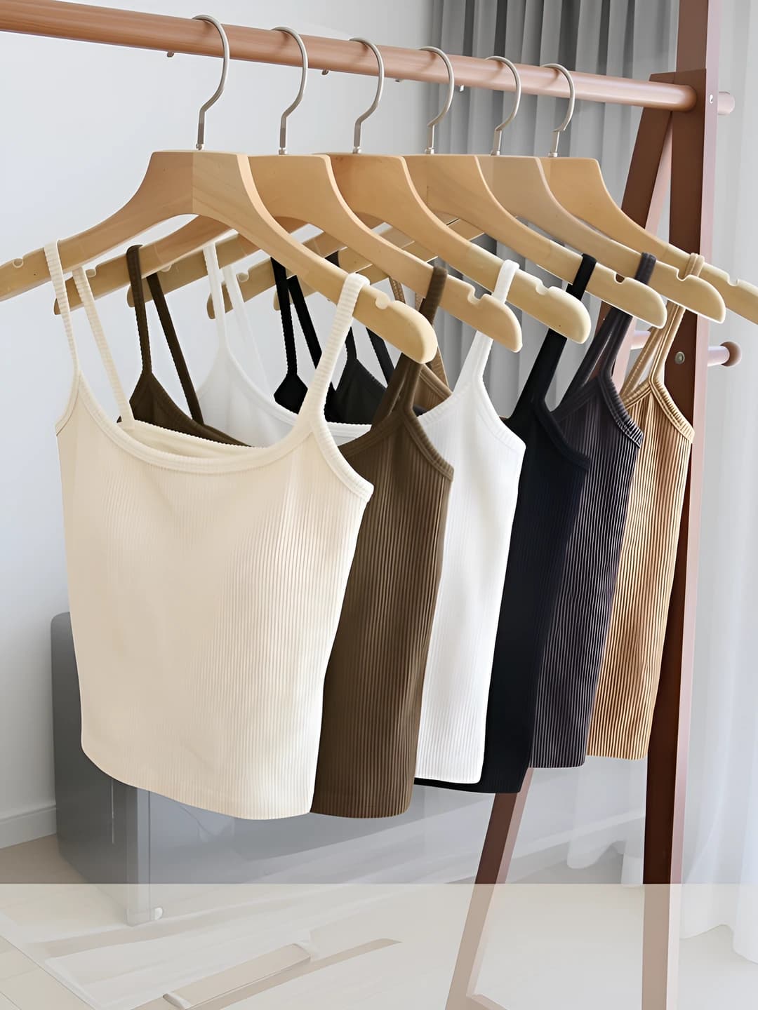 Women's strap top: slim fit, long, boat neck, ultra-thin, all-season