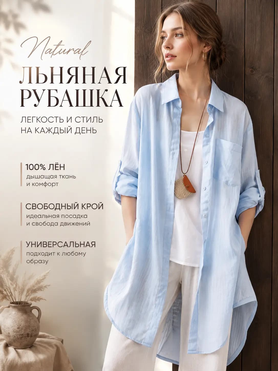 Ayollar uchun yozgi quyoshdan himoyalovchi uzun yengli bo'sh (oversize) kundalik ko'ylak-shirt, POLO yoqali, o'rta-uzun, yengil ustki kiyim