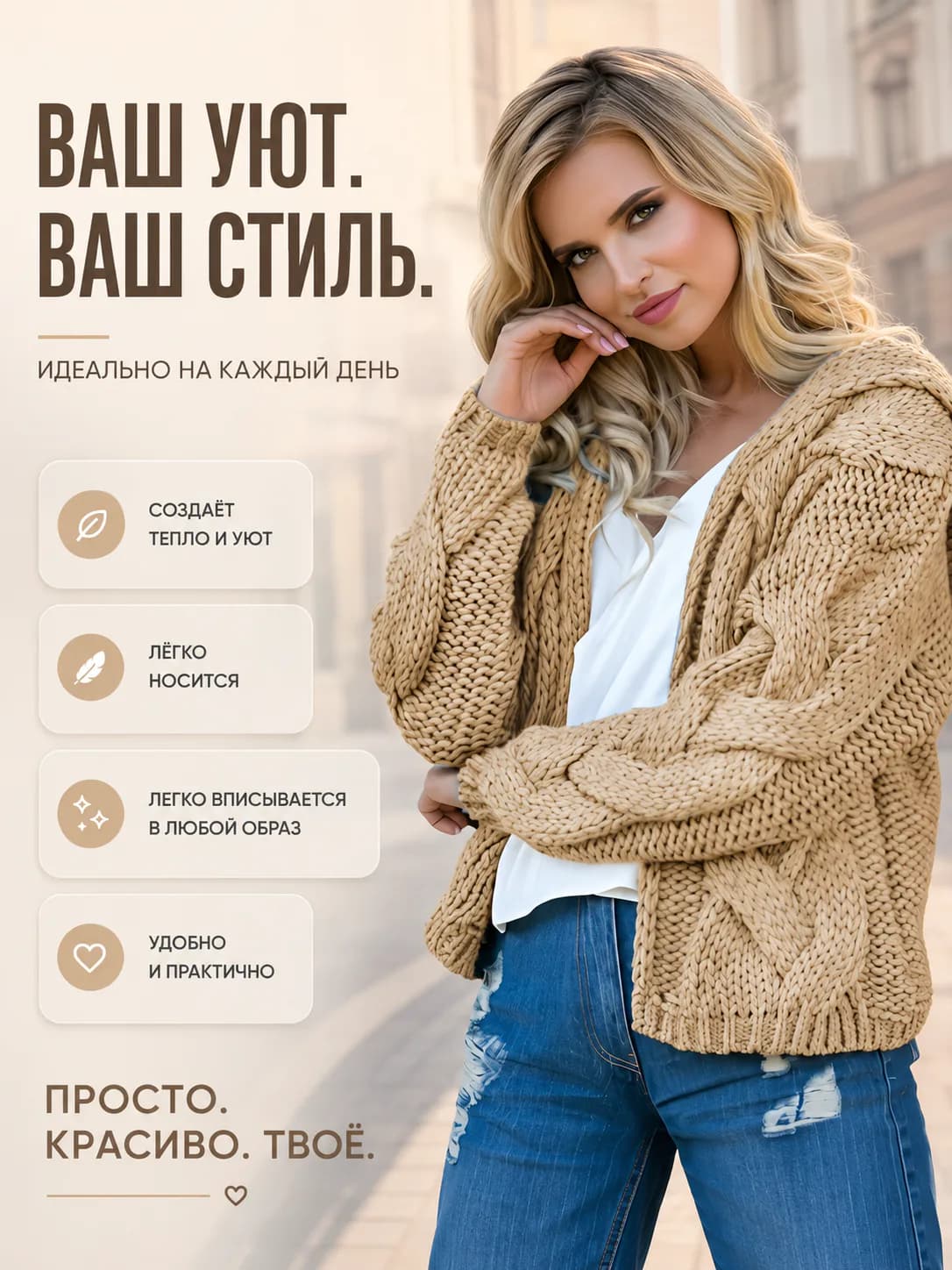 Euro‑American bestseller autumn‑winter solid‑color hooded chunky cable cropped knit sweater