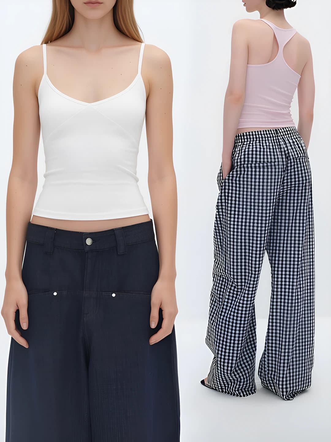 Women's strap top: slim fit, stretch, slimming, solid colour, cropped, T-style, for layering, 90% Tencel, 5% spandex