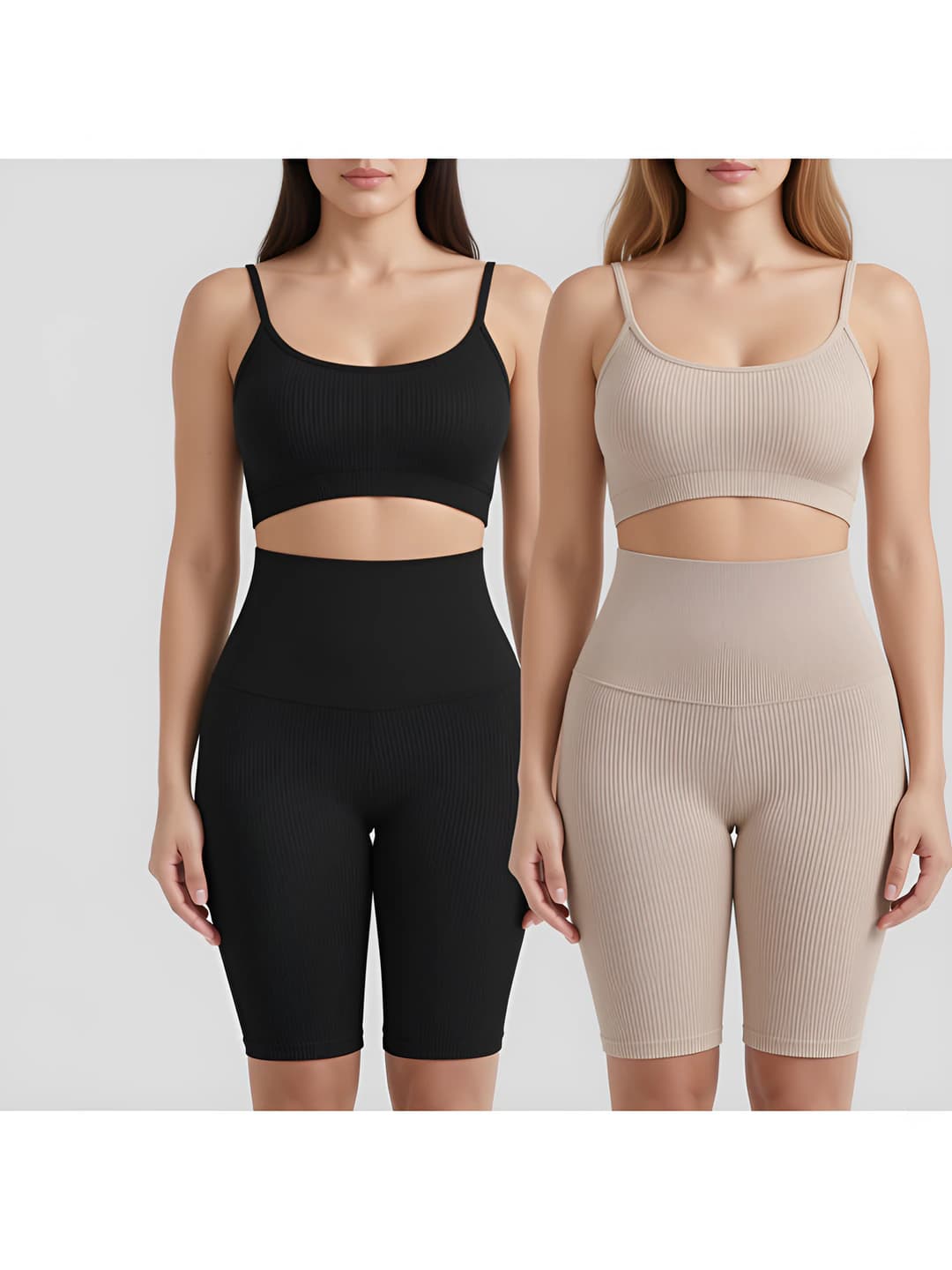 Women's shapewear set: seamless wireless bra and shaping shorts