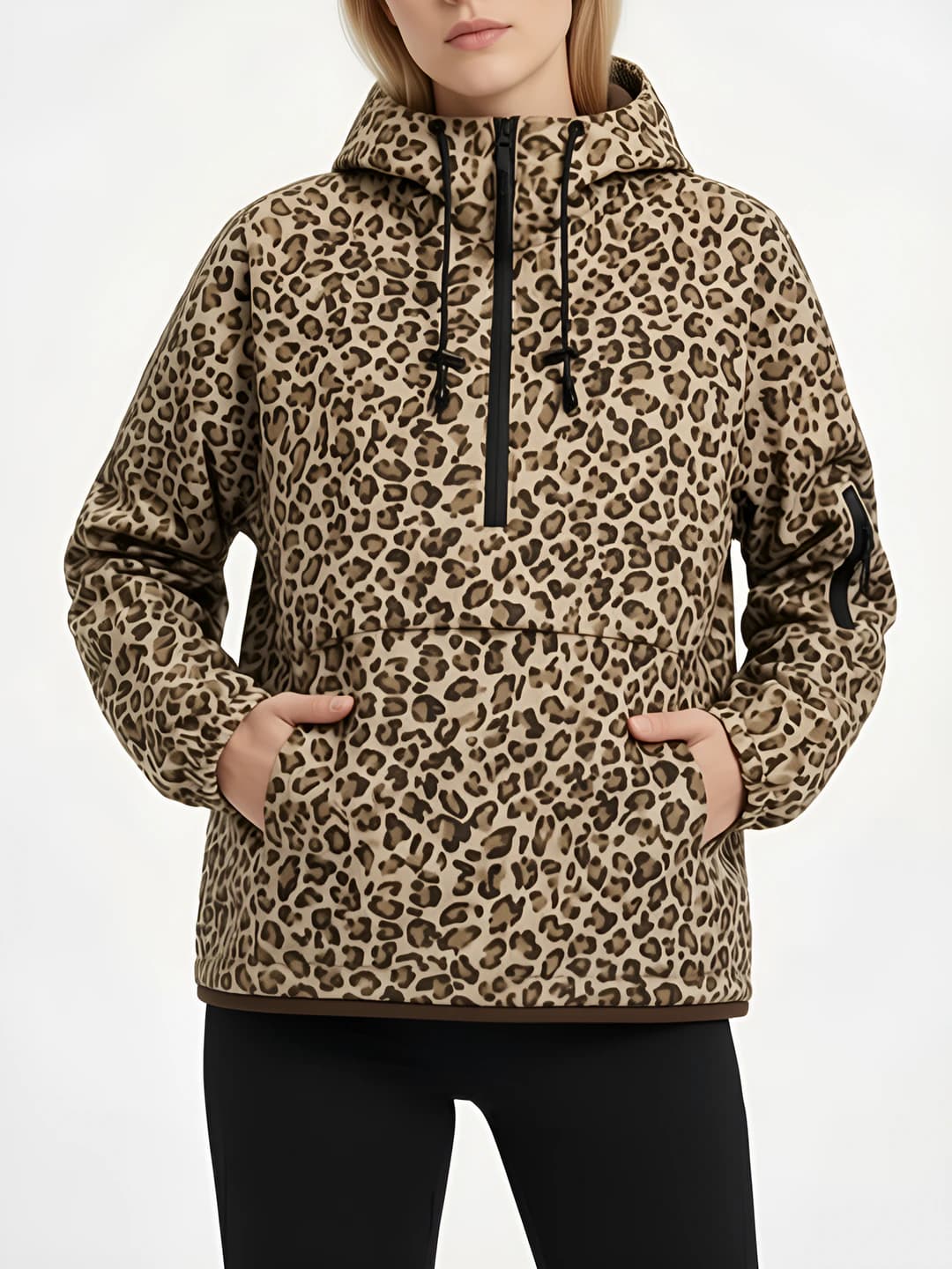 Women's casual sports retro loose fit jacket with zip, long sleeve, mid-length
