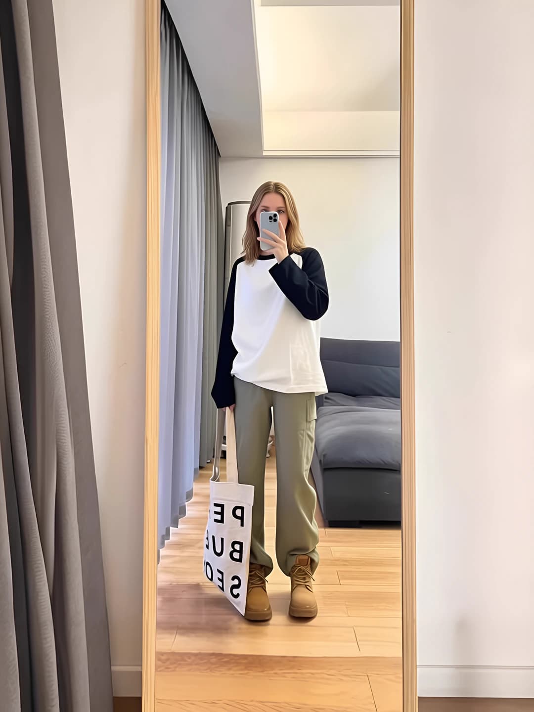 Women's long sleeve longsleeve, spring-autumn, loose fit, crew neck, casual, contrast design