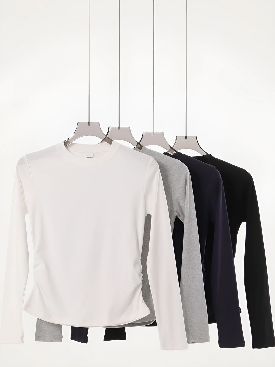 Women's autumn 230g spandex blend slim fit slimming crew neck long sleeve casual long-sleeve base top