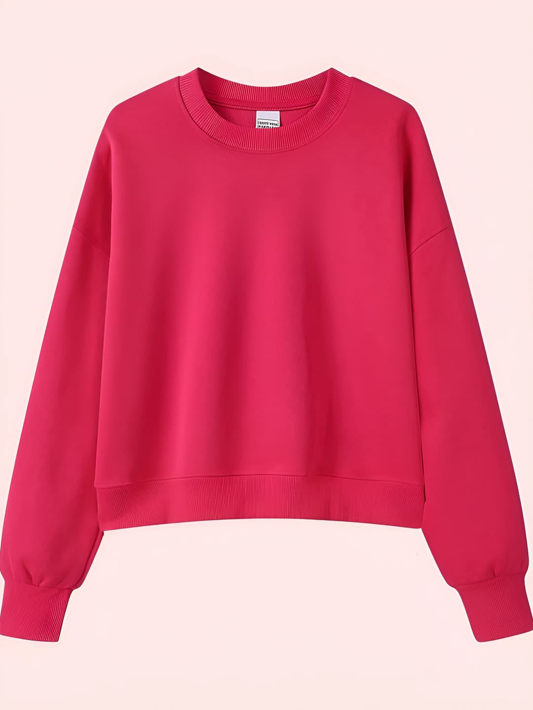 Crew neck: Rose red