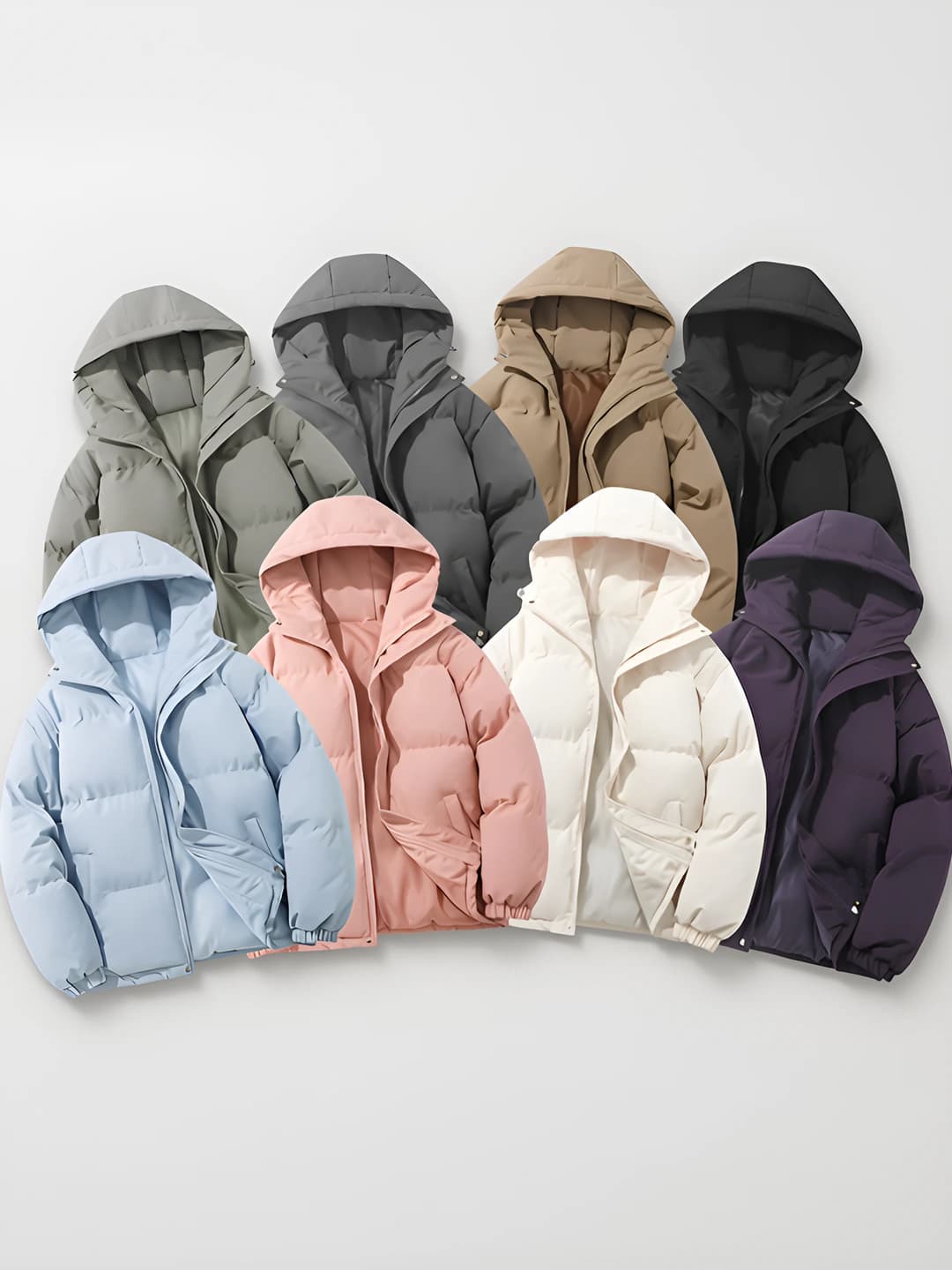 Ayollar uchun puxli kurtka: qishki, yengsiz, kalta, bir rangli, bo'sh (oversize) kesim, qoplamali