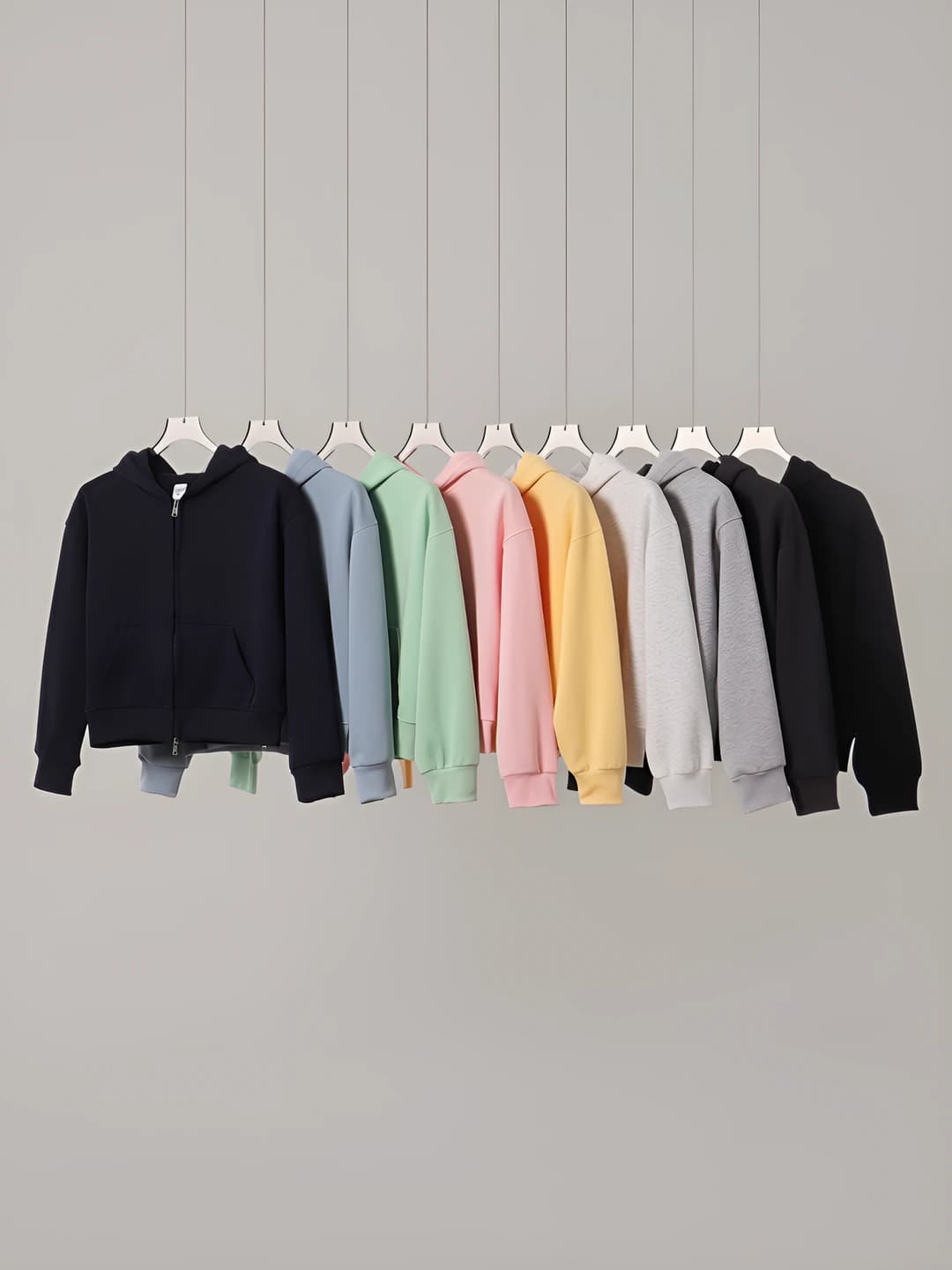 Women's casual short zip-up hoodie in Korean style, solid colour, loose fit, long sleeve, V-neck, thick, autumn-winter