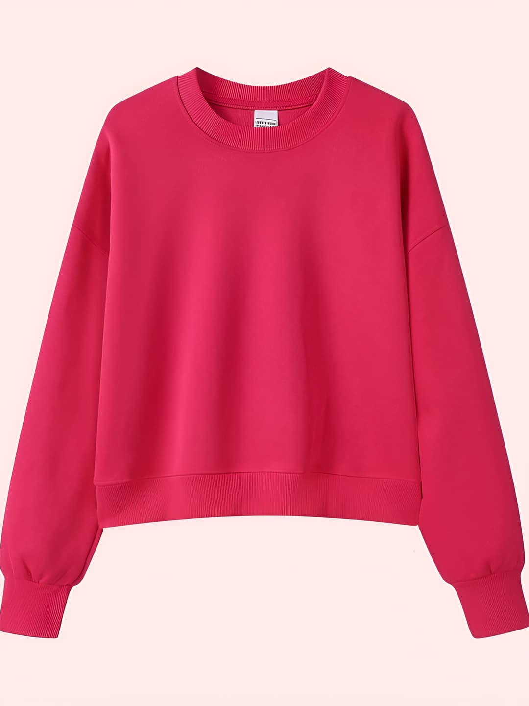 Crew neck: Rose red