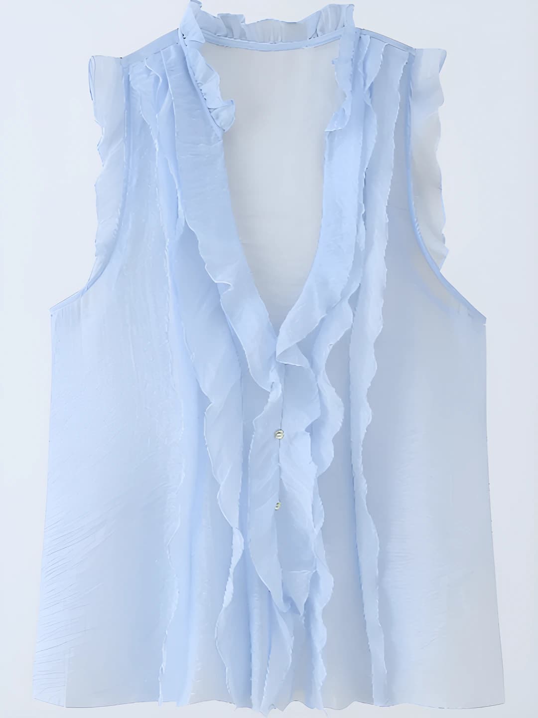 Women's 2026 summer sleeveless, slim fit, cropped, solid colour, ruffled tank top