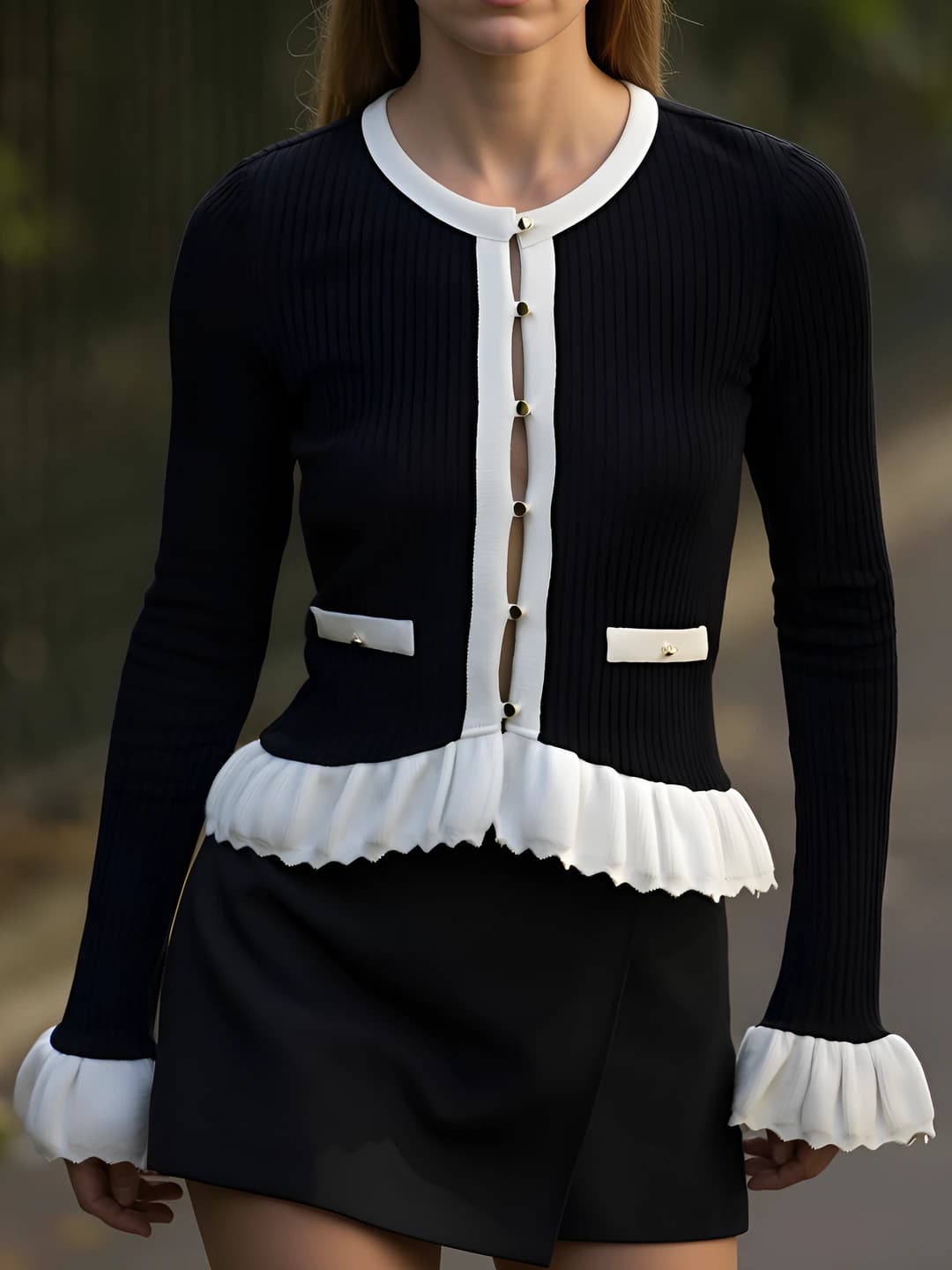 Black and white patchwork coat