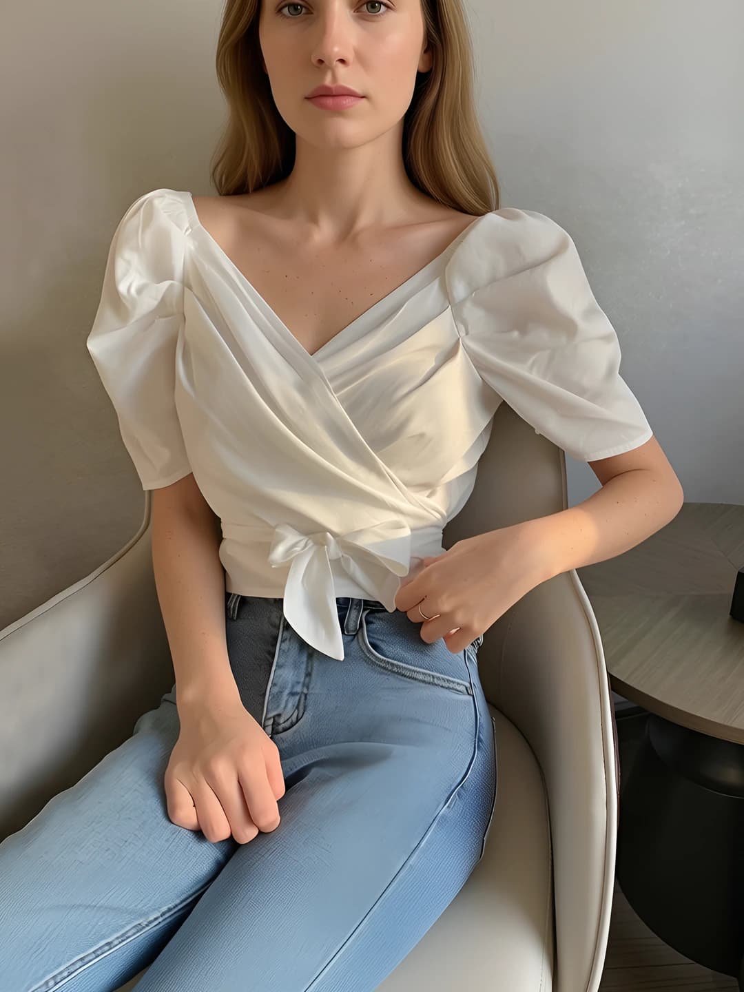 White tie-up top