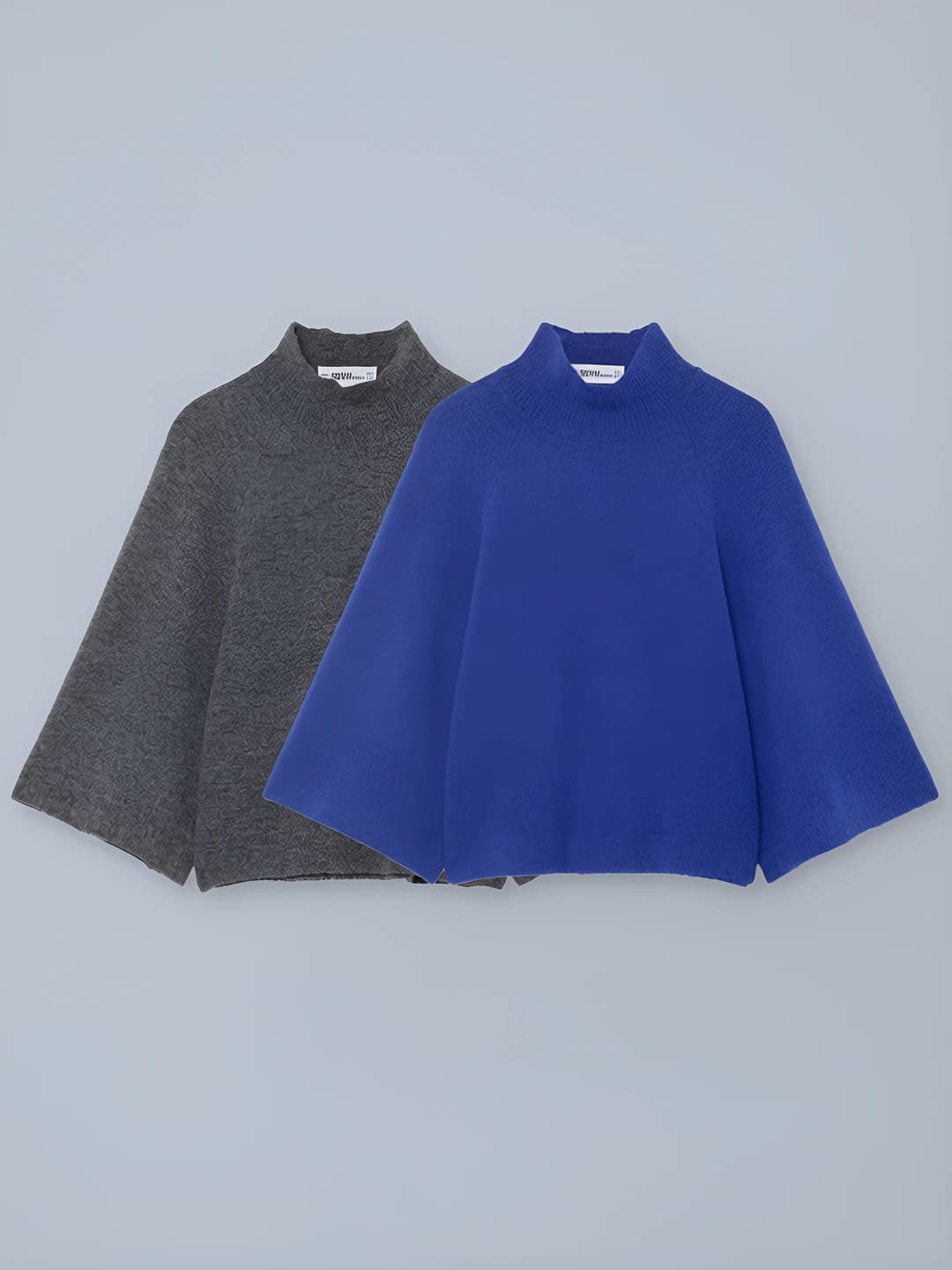 Ayollar uchun kuz-qish mavsumi uchun mo'ljallangan trikotaj sviter, tik yoqa, uzun yeng, bo'sh (oversize) kesim, bir rangli, qalin mato