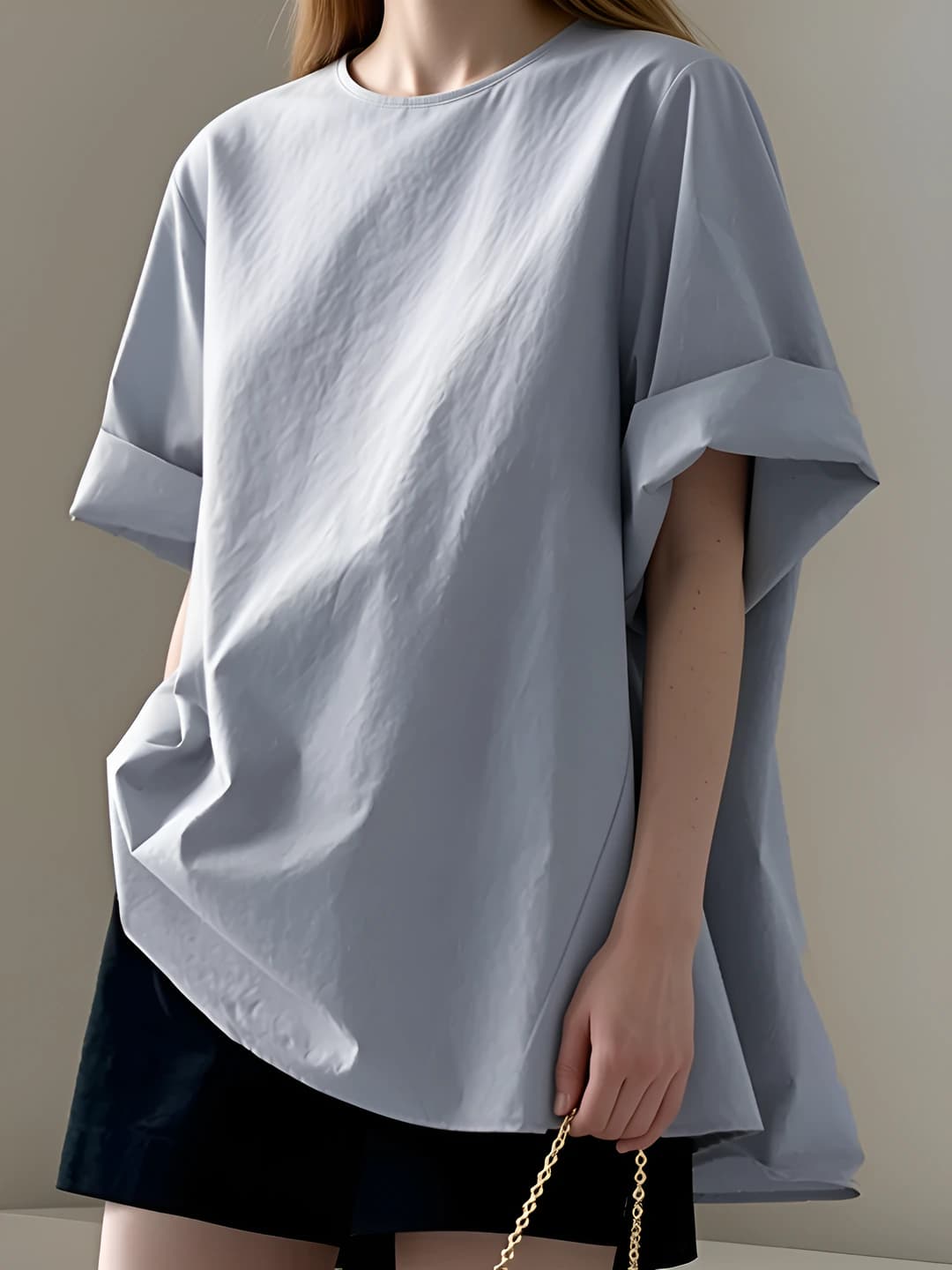 Women's solid colour crew neck loose fit short sleeve casual t-shirt for summer 2026