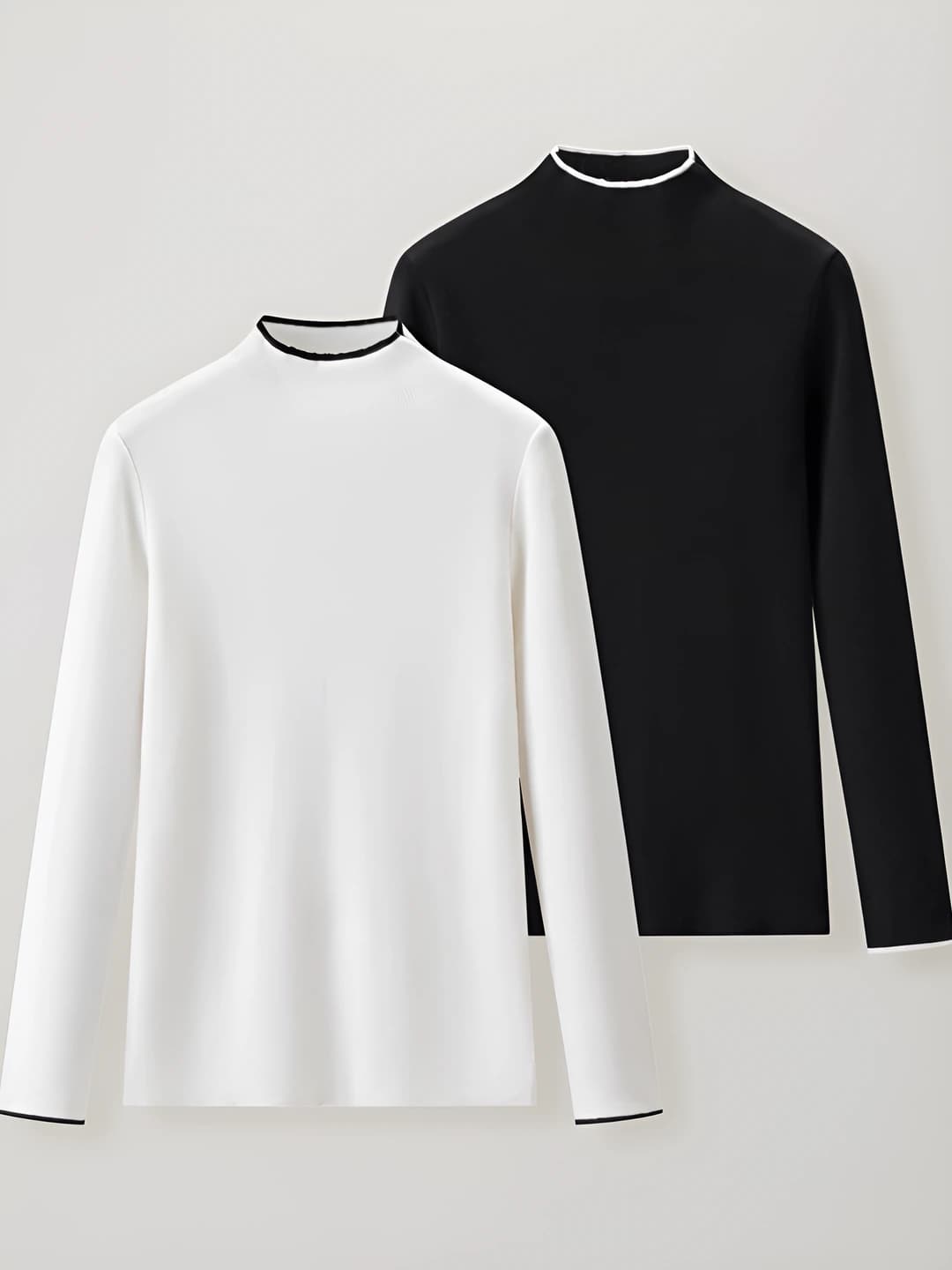 Women's autumn-winter mock neck knit pullover sweater, long sleeve, slim fit, slimming, solid colour, thick, casual style
