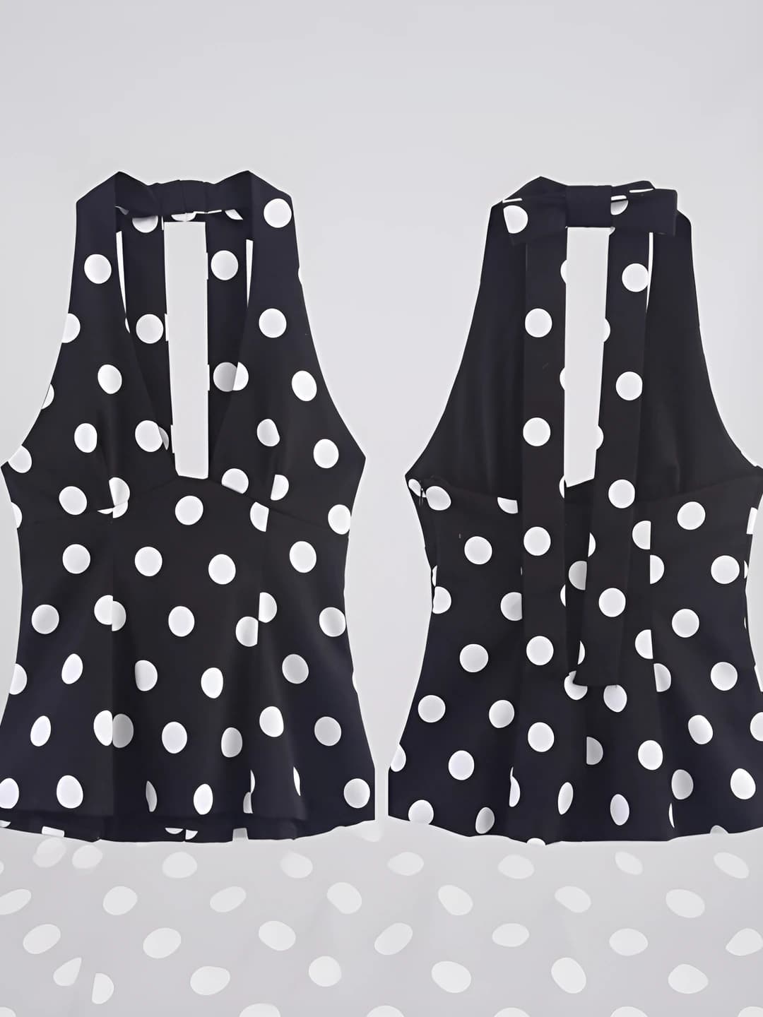 Женский Halter-neck polka dot tank top, приталенный, средней длины, лето, весна, осень