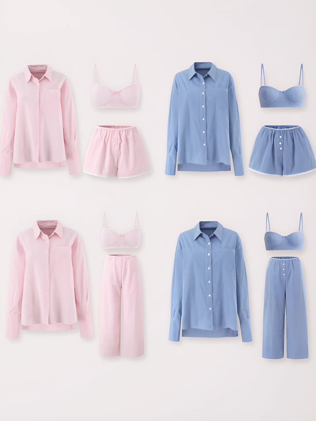 Ayollar uchun kundalik 3 qismli kiyim to'plami: chiziqli ko'ylak-shirt, kamzol va shorti, bo'sh (oversize) kesim, uzun yeng, polyester, bahor-yoz-kuz