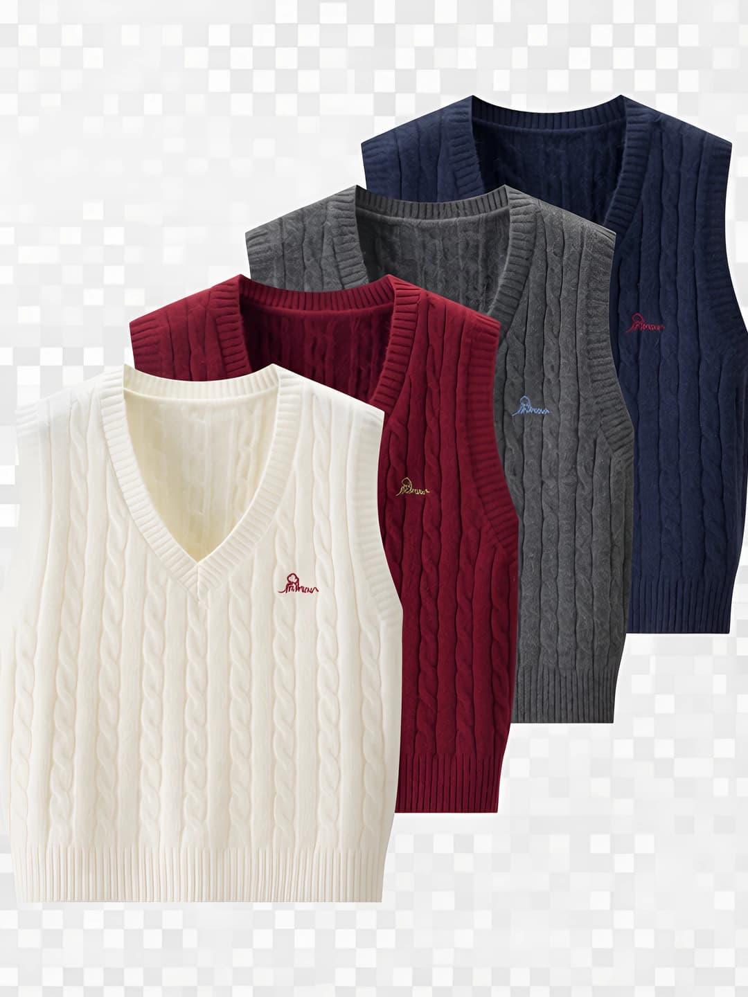 Ayollar uchun kuz-qish retro preppi uslubidagi V-yoqa kashtali o'rma to'quvli bo'sh (oversize) jilet