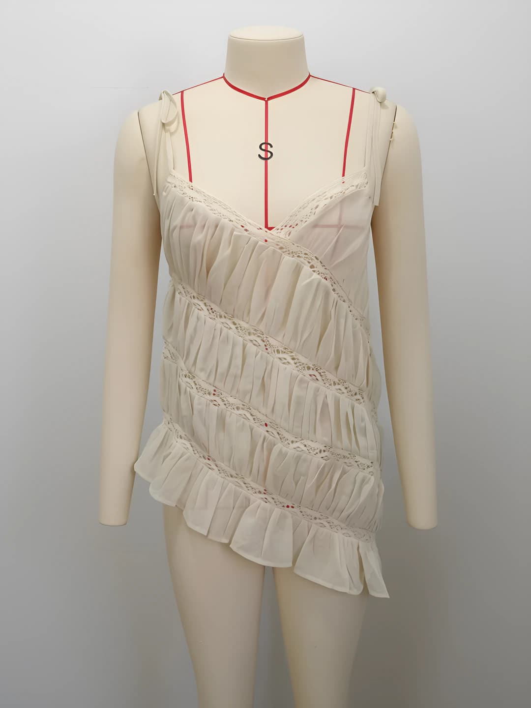 Beige asymmetrical strap top