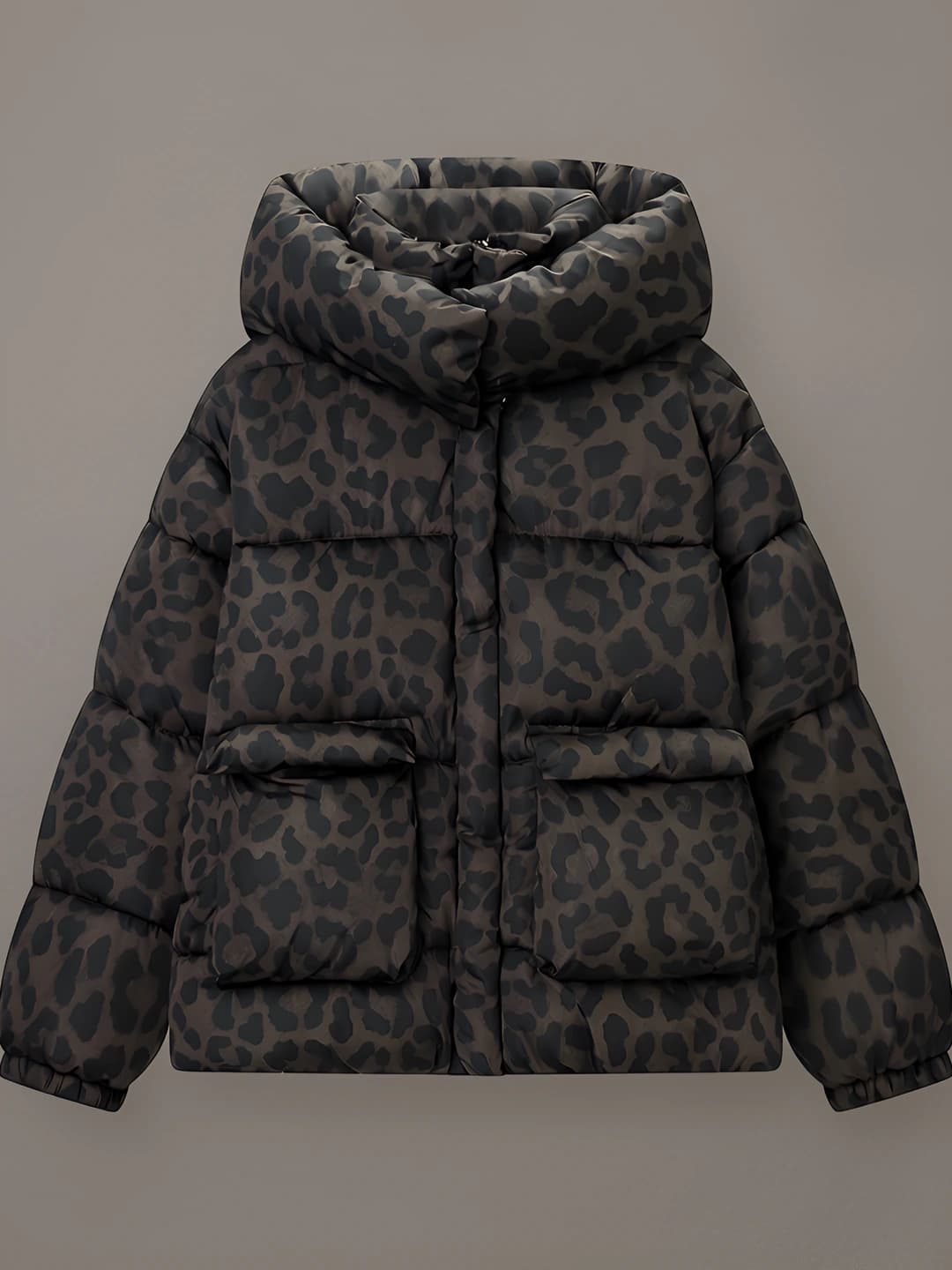 Leopard printli paxta kurtka