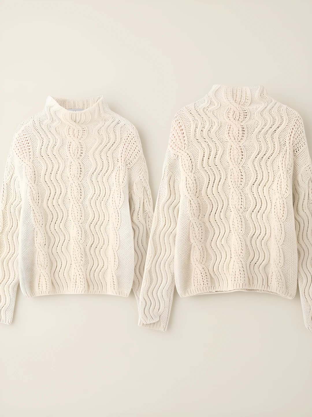 Women's autumn-winter knit top: stand collar, long sleeve, loose fit, solid colour, thick, casual style