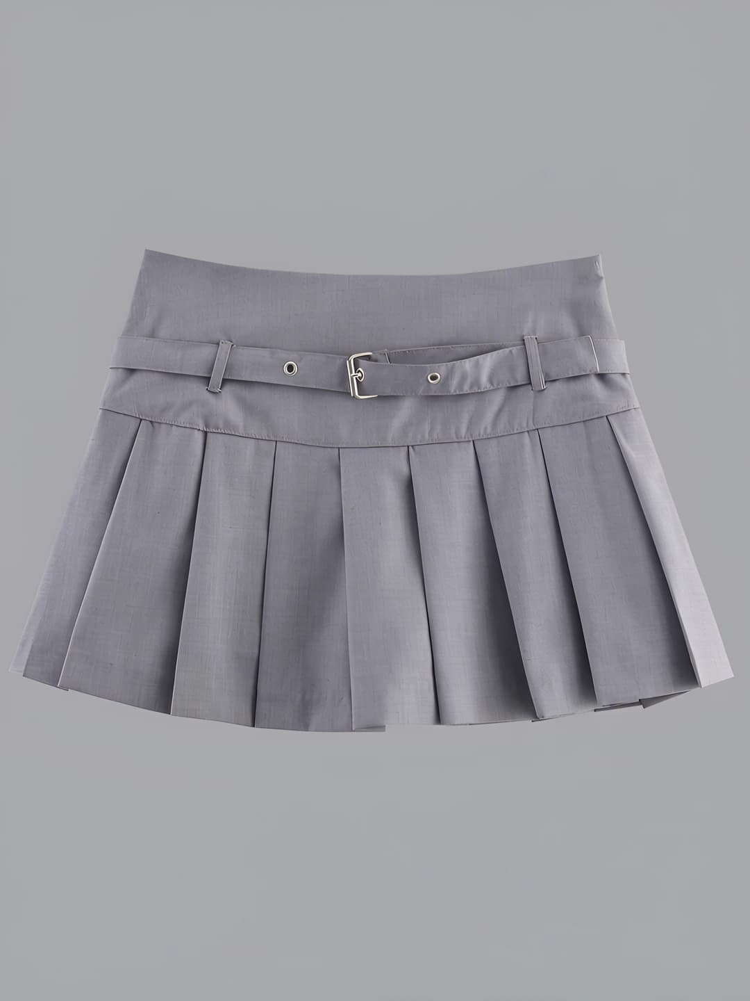 Women's autumn-winter retro preppy style skirt with zip, solid colour, non-stretch, straight cut, mini (with belt)