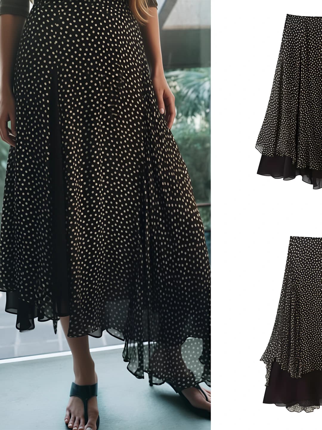 Women's retro A-line skirt with elastic waist in polyester