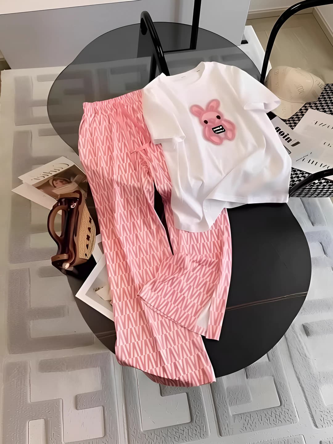 Women's 2026 summer thin sports casual set: sleeveless T-shirt and wide-leg trousers