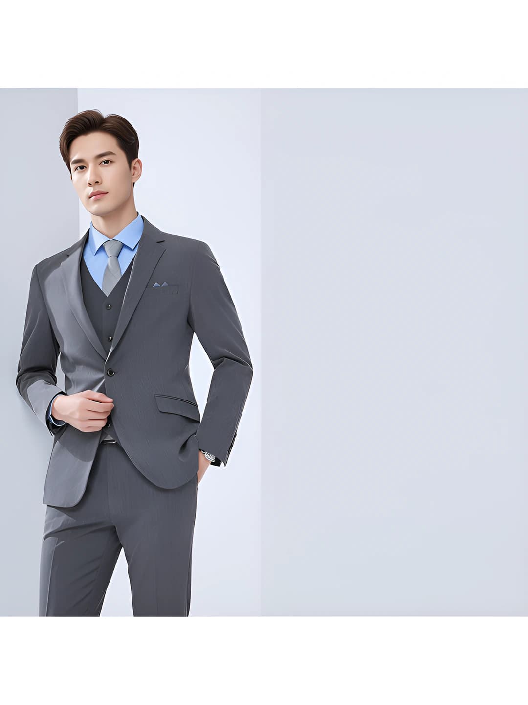 Medium gray men's suit + men's trousers