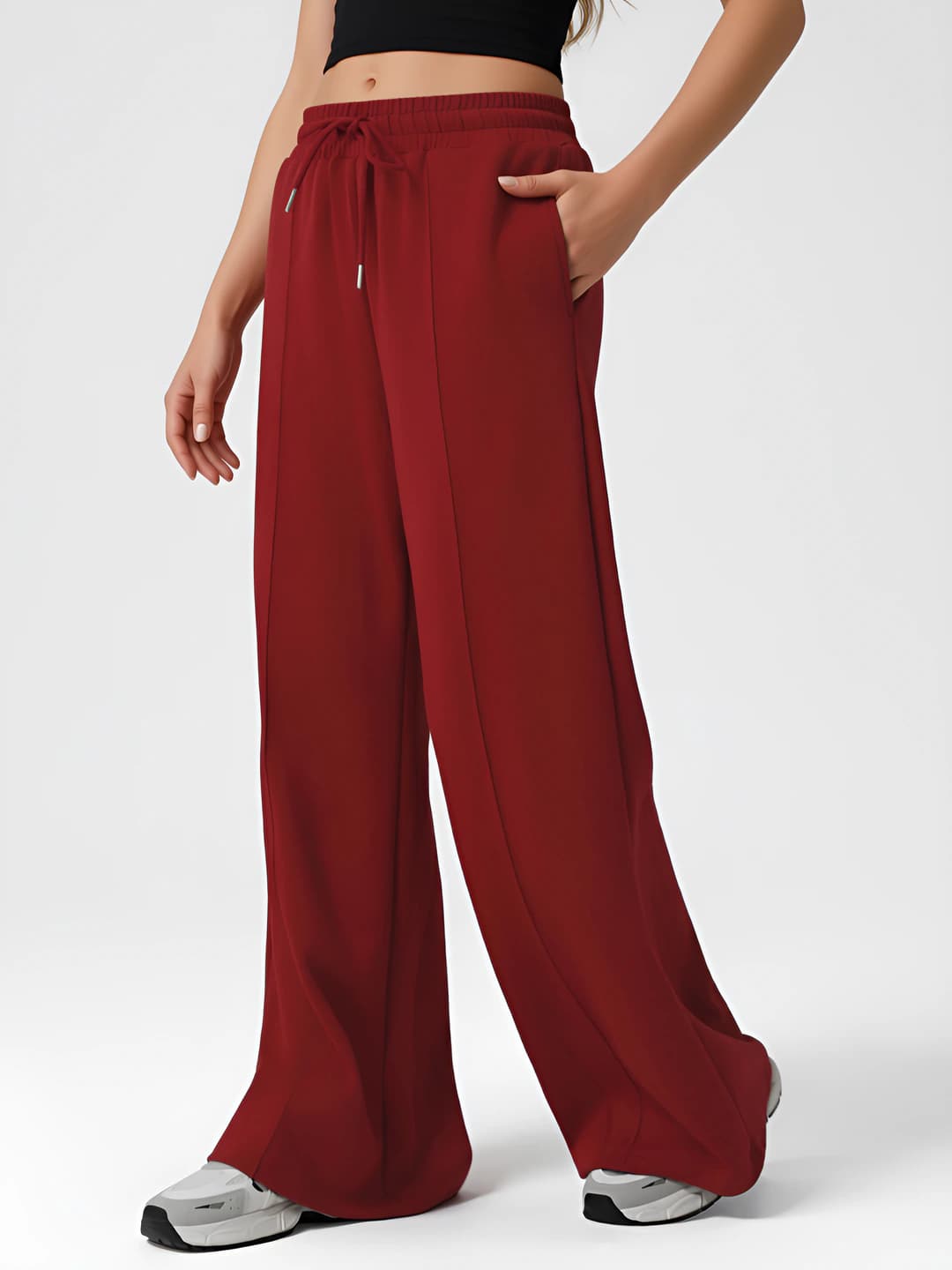 Women's casual wide-leg trousers, high waist, loose fit, sports style, trousers, autumn-winter and spring, breathable fabric