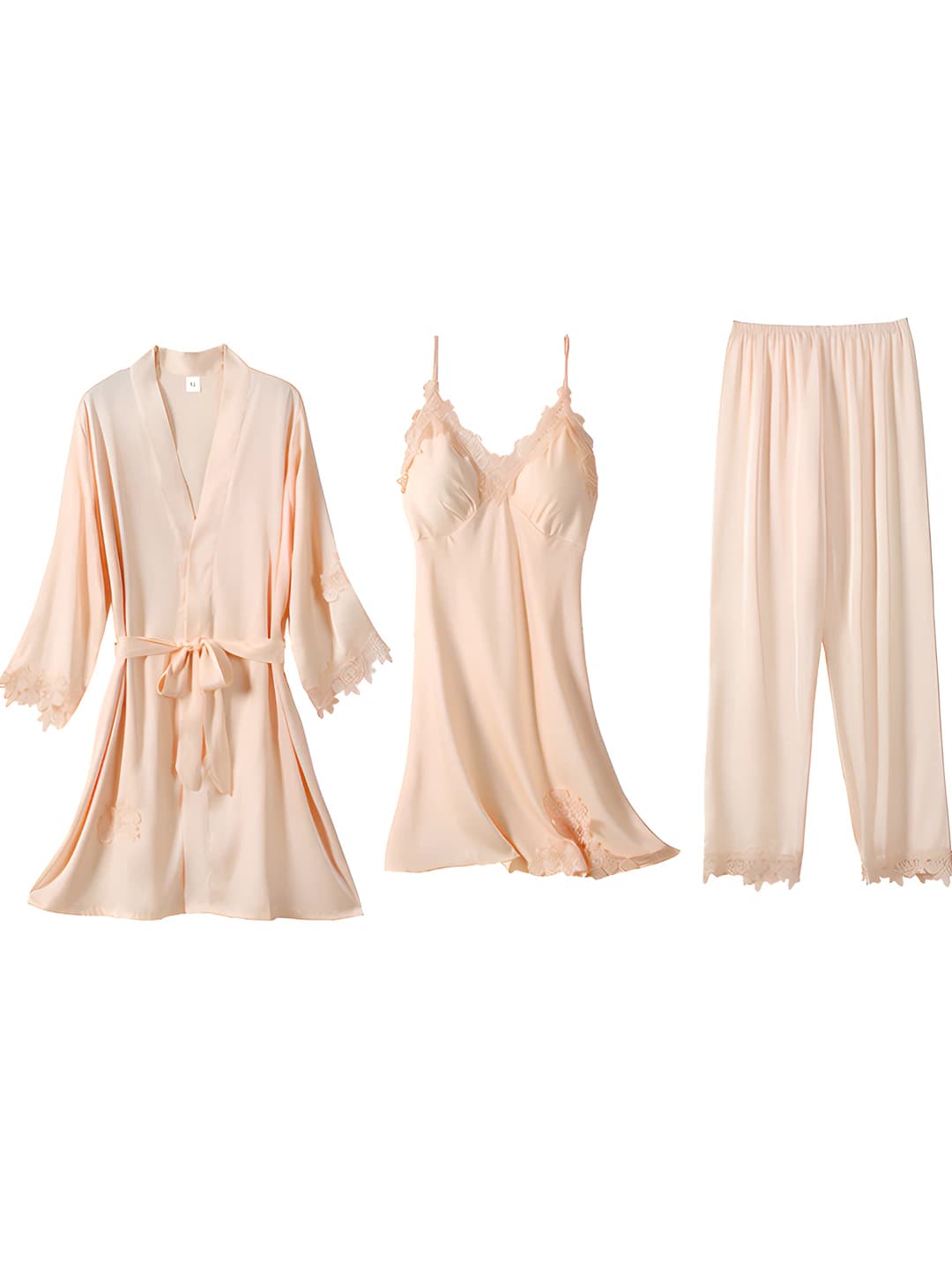 Matte silk 3-piece set - fuchsia water-soluble flowers