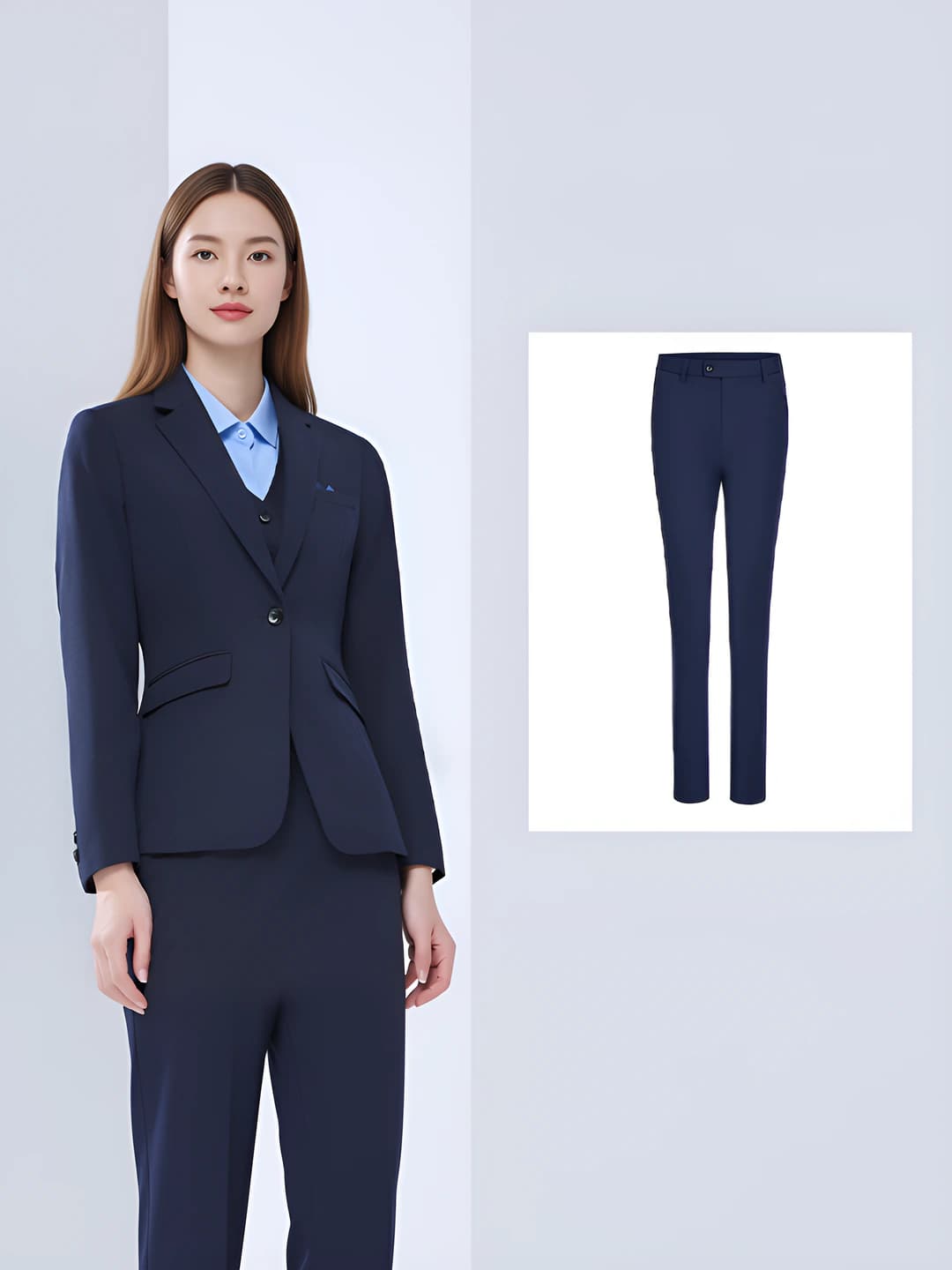 Navy women's suit + women's trousers