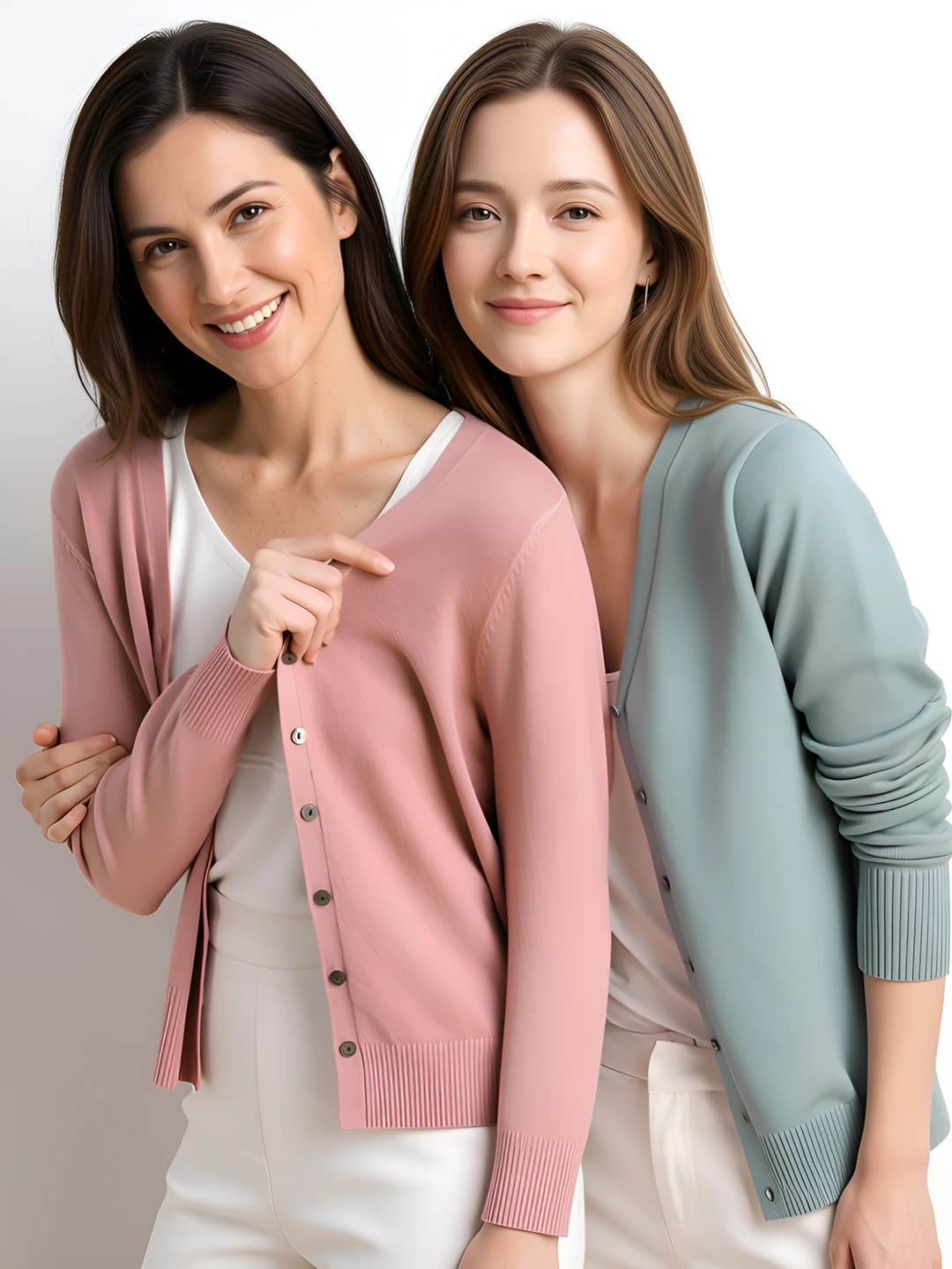 Women's slim fit cardigan, V-neck, long sleeve, solid colour, spring-autumn knit top