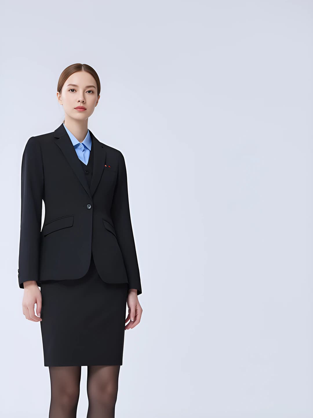 Black women's suit + women's trousers + blouse