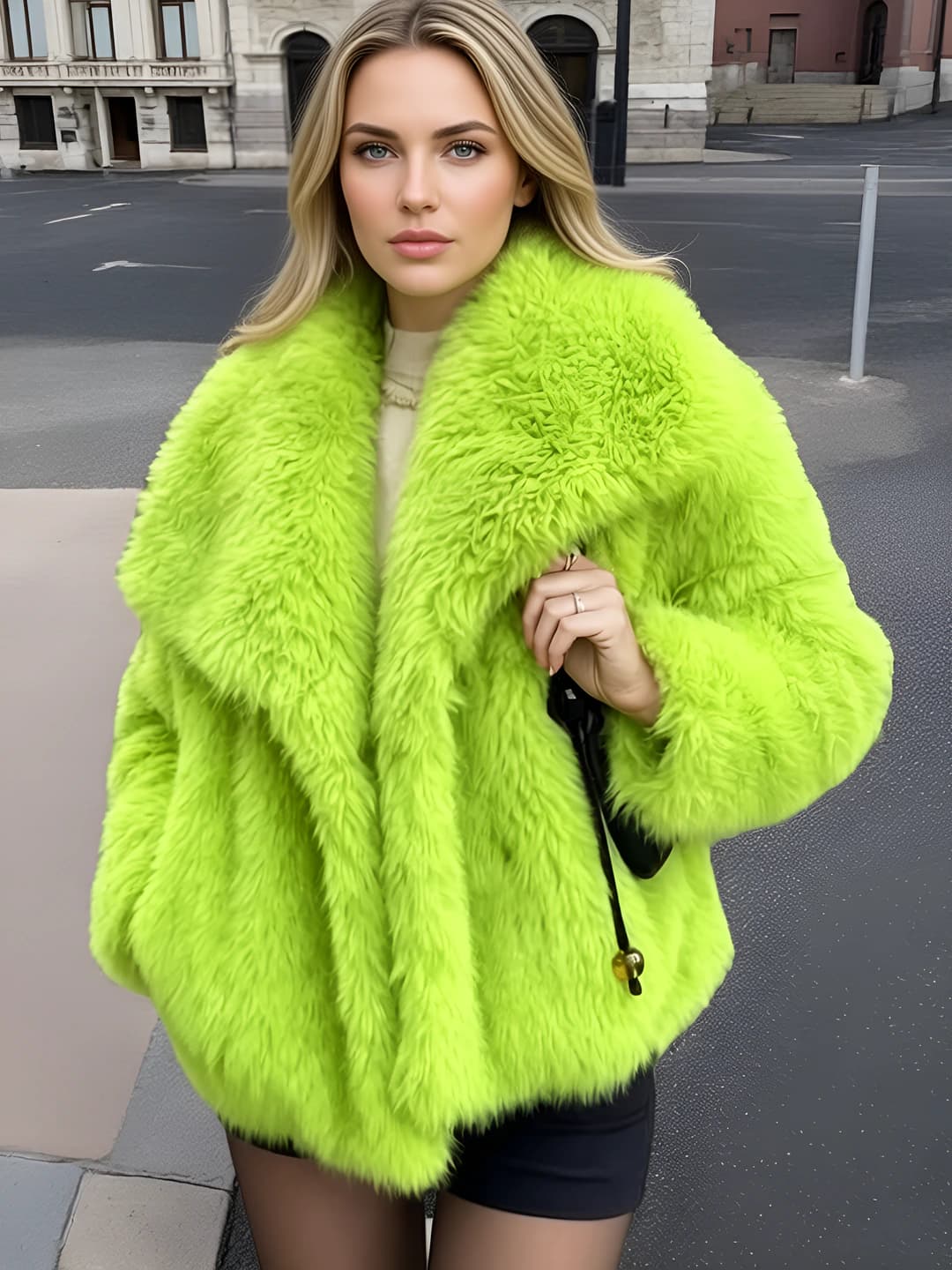 Neon green big collar