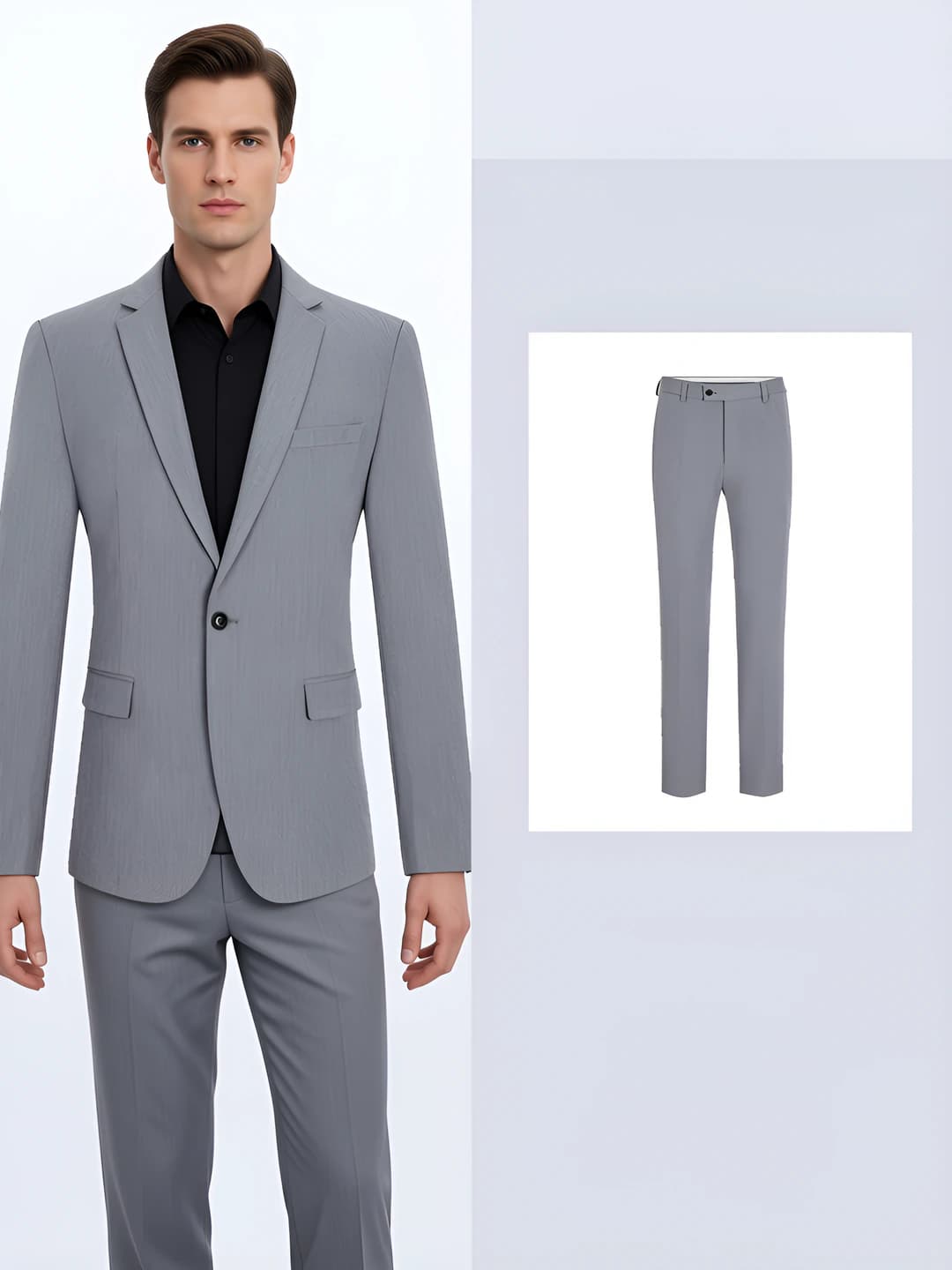 Light gray men's suit + men's trousers
