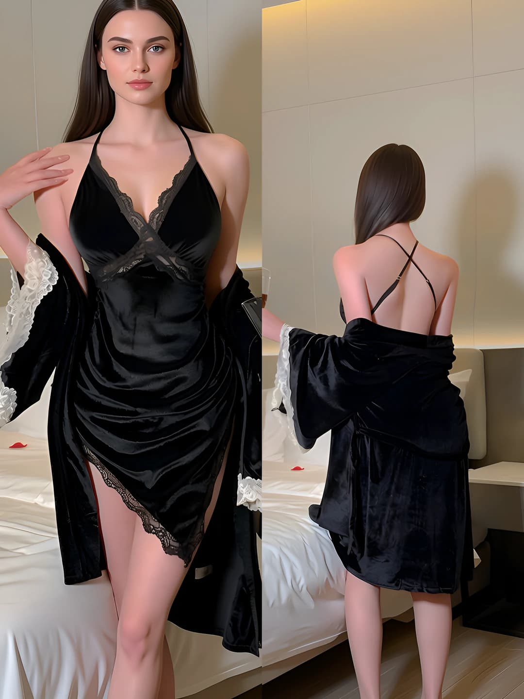 Black Cami & Robe