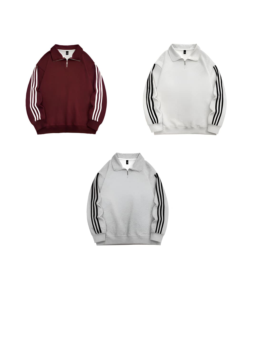 Women's striped POLO collar sweatshirt, loose fit, spring-autumn