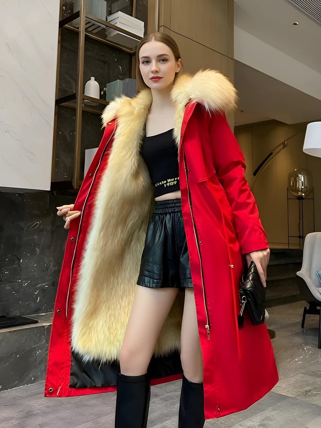 Red metallic, gold blonde, 110 cm