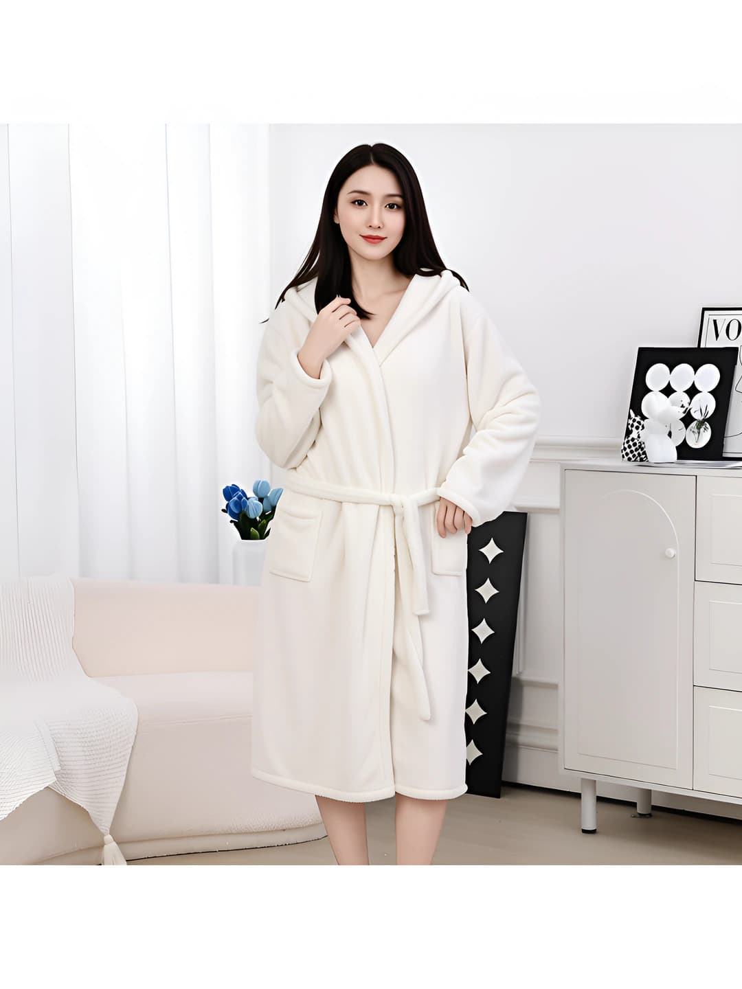 White - hooded robe