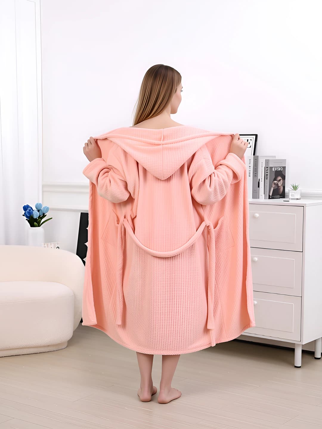 Women's long sleeve thickened quick-dry coral fleece house robe