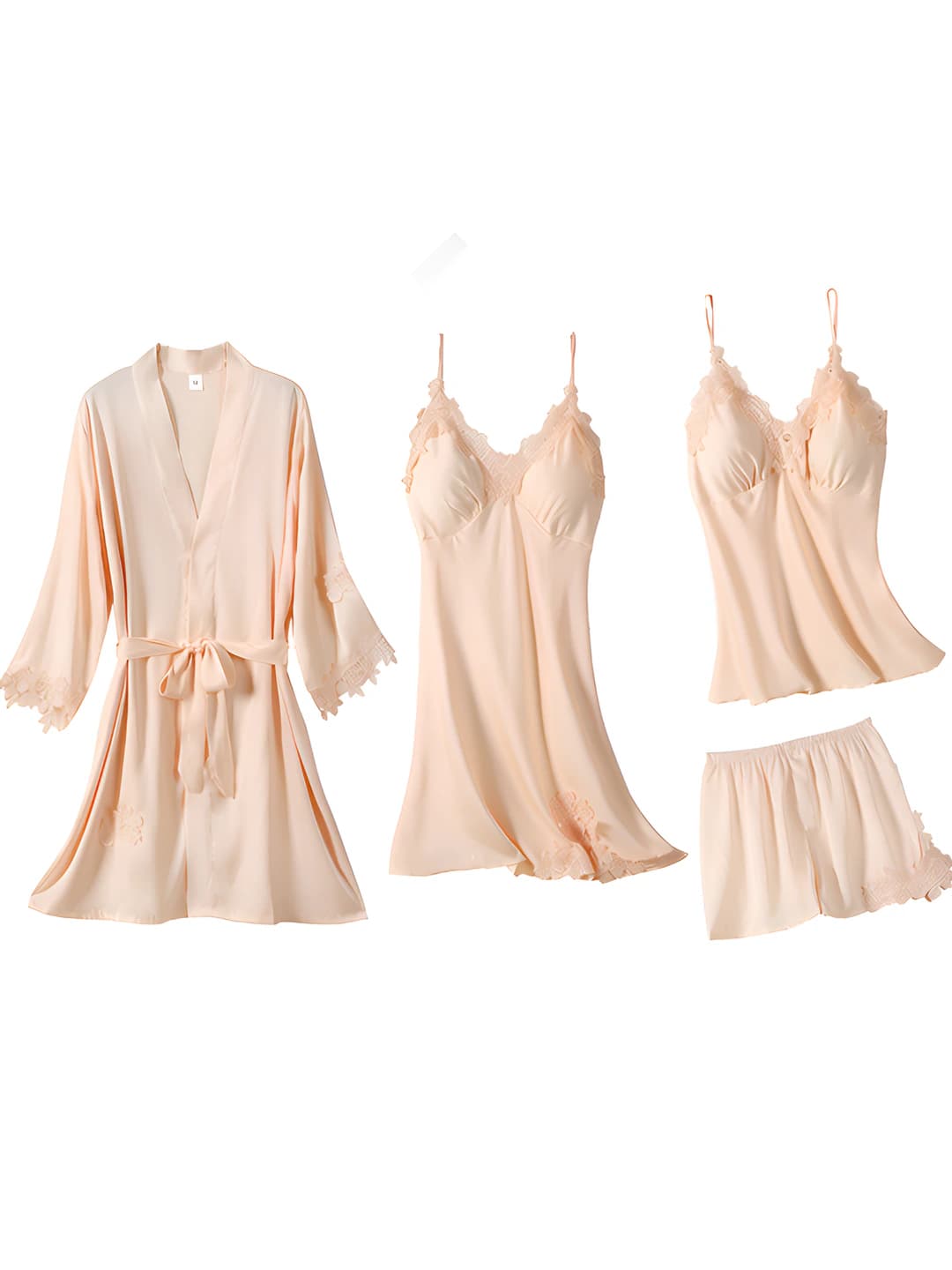 Matte silk 4-piece set - fuchsia water-soluble flowers