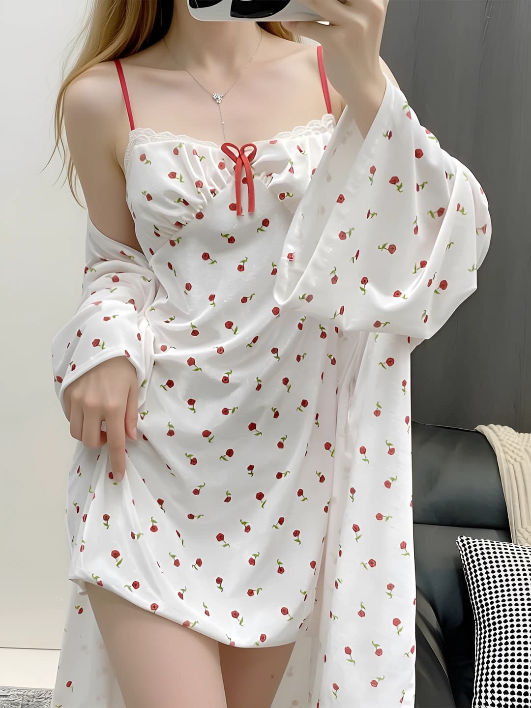 Velvet 2-piece set - Retro rose print