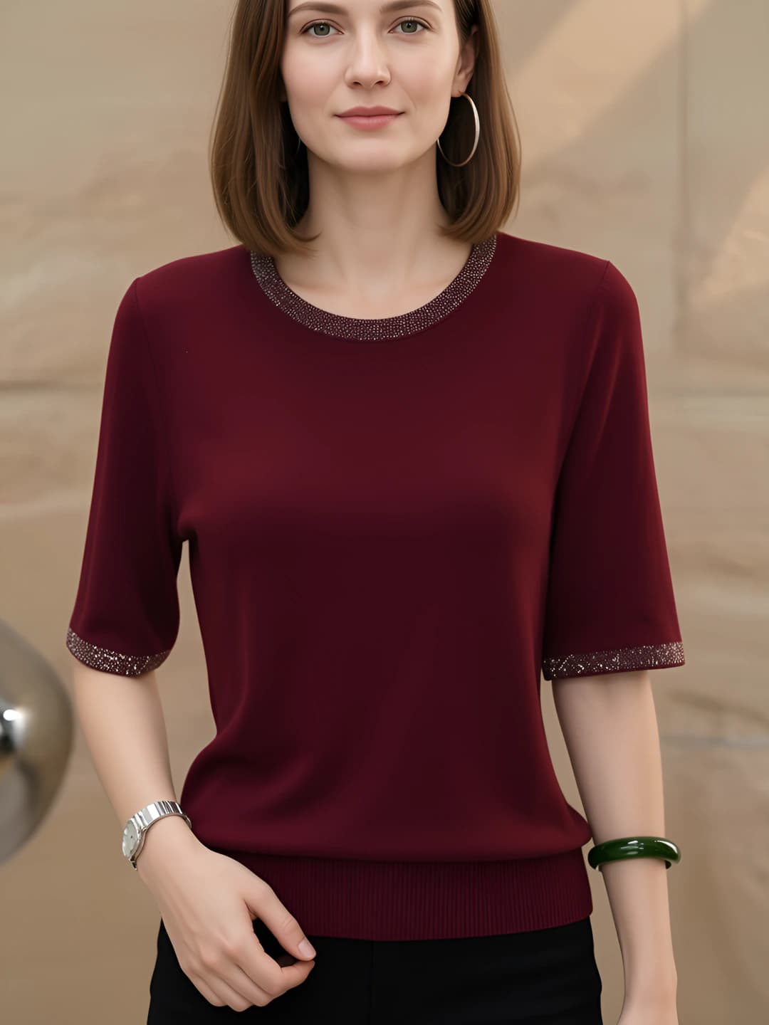 Women's sleeveless t-shirt, crew neck, oversize fit, solid colour, casual style